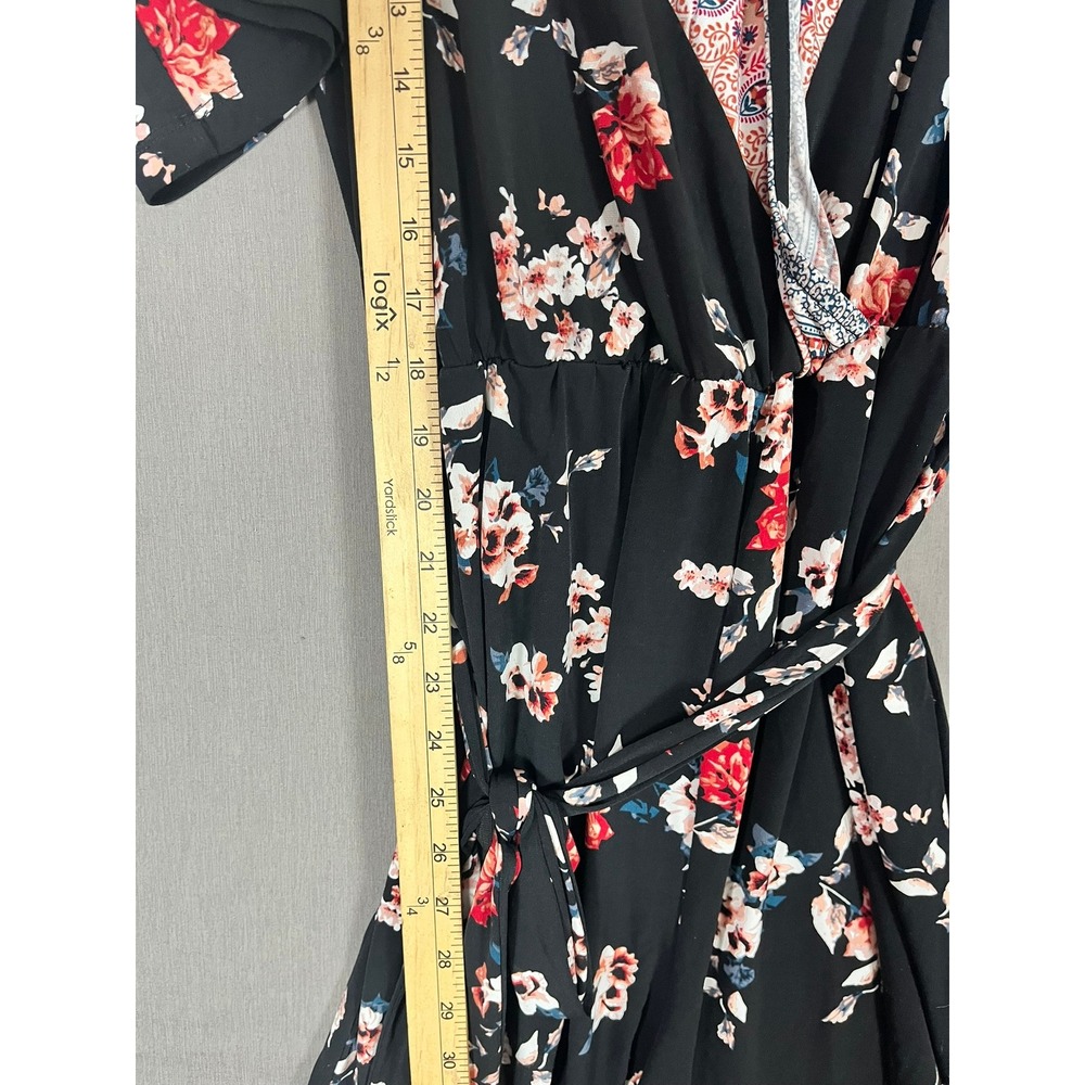 Maurices Romper Womens L Black Floral V-Neck Short Sleeve Boho EUC - Picture 5 of 10